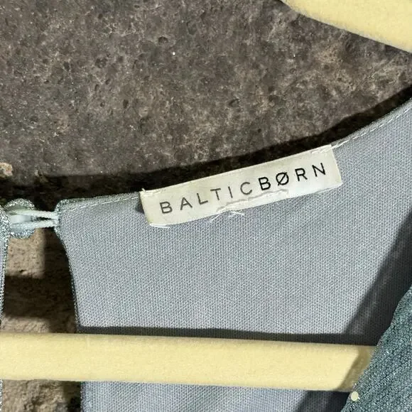 Baltic Born Grace Dress Light Blue Sequins Maxi Gown Belted Flutter Sleeves - Picture 10 of 14